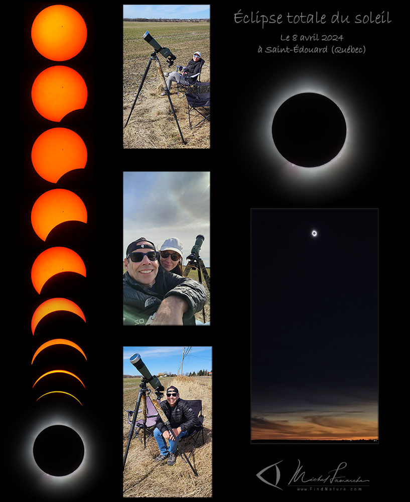 Éclipse solaire totale, Lunette Kowa TSN-824 + filtre solaire + Samsung S21 Ultra, Saint-Édouard (Québec), 2024-04-08